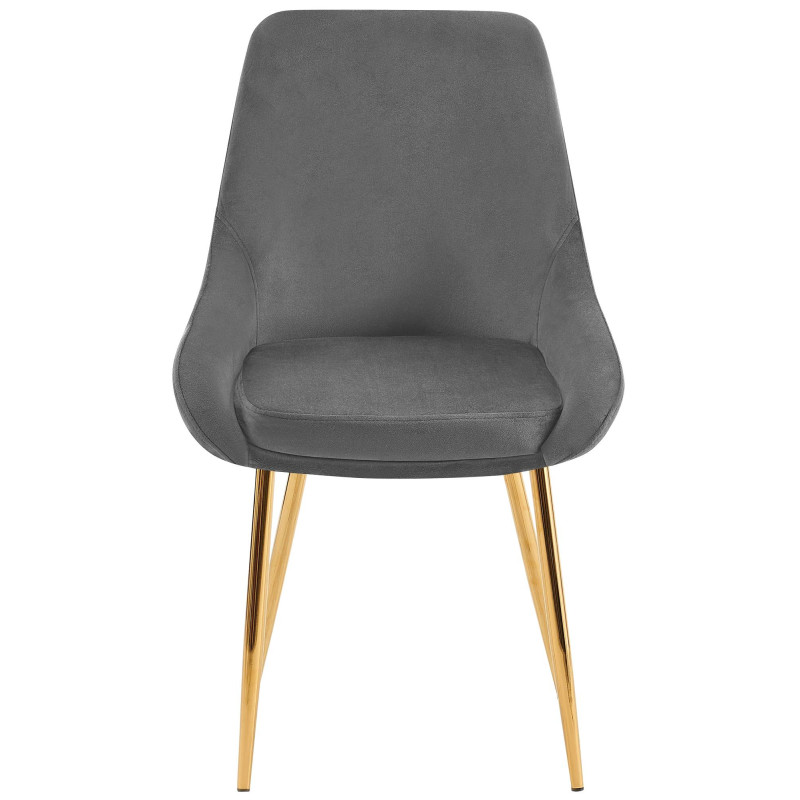 Lot de 2 chaises de salle à manger Elmira en velours doré gris foncé
