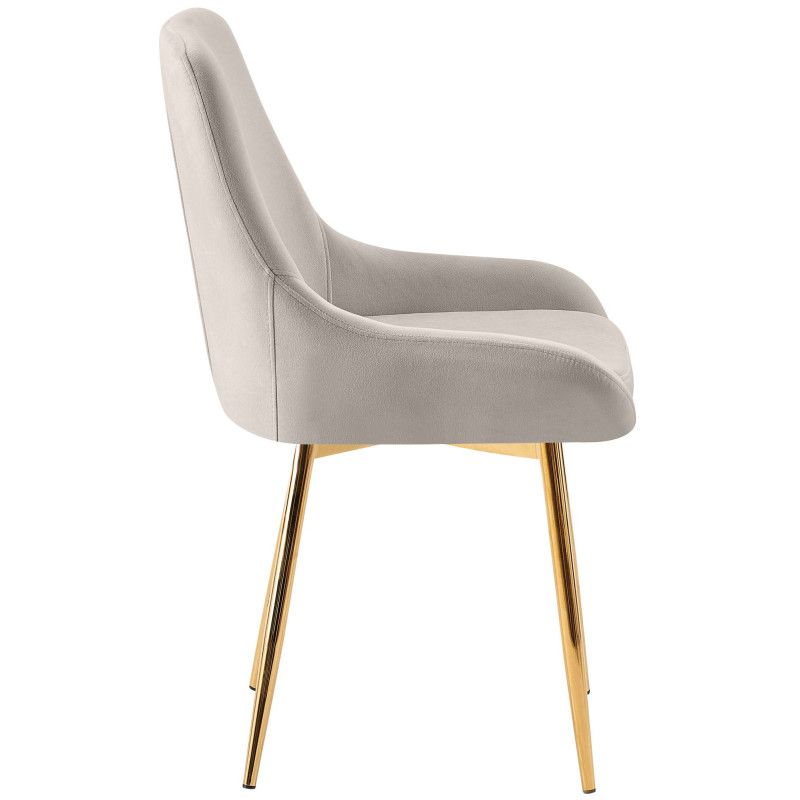 Lot de 2 chaises de salle à manger Elmira en velours gris doré
