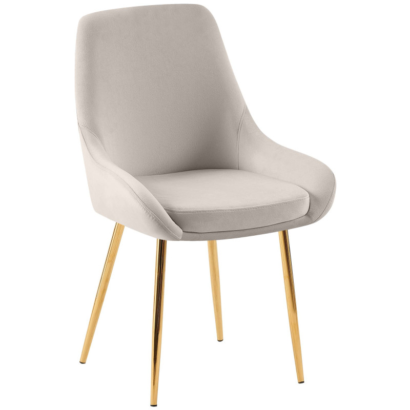 Lot de 2 chaises de salle à manger Elmira en velours gris doré