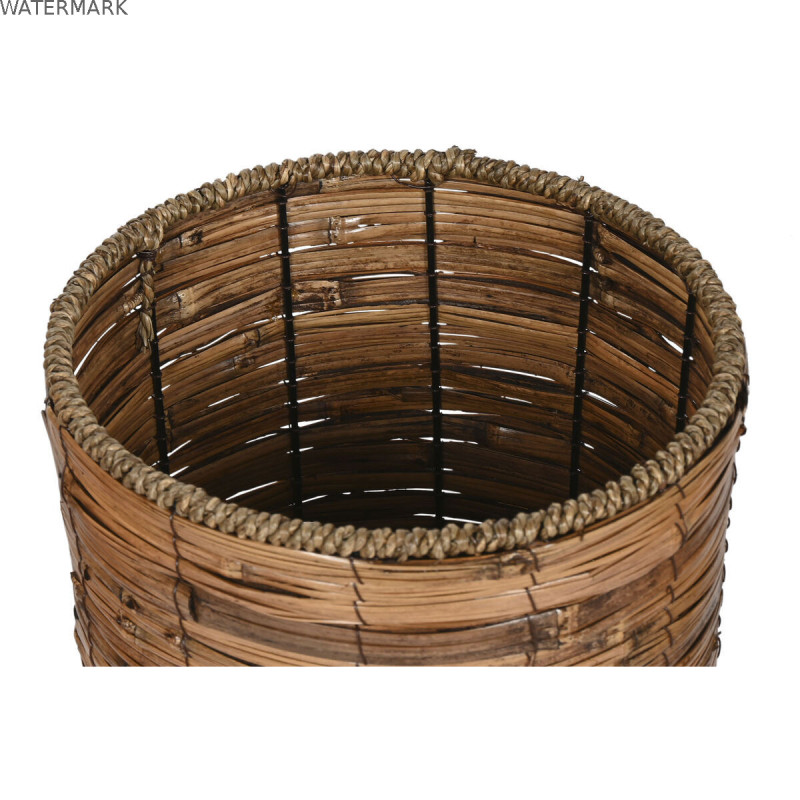 Set de pots de fleurs Home ESPRIT Marron Métal Rotin Tropical 31 x 31 x 27 cm