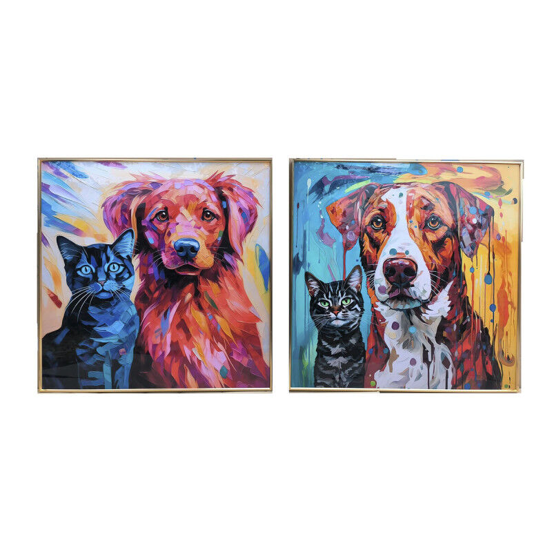 Cadre Home ESPRIT Moderne Chien 80 x 3,5 x 80 cm (2 Unités)