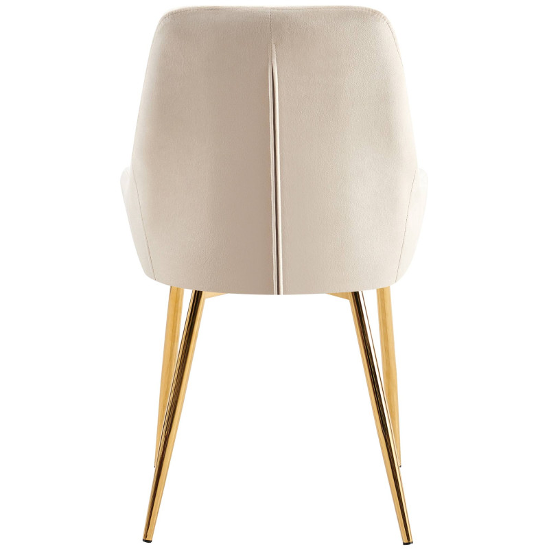 Lot de 2 chaises de salle à manger Elmira velours doré crème