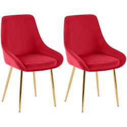 Lot de 2 chaises de salle à manger Elmira en velours doré rouge