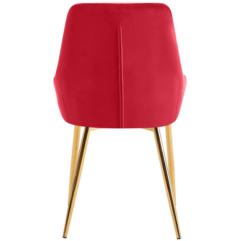 Lot de 2 chaises de salle à manger Elmira en velours doré rouge