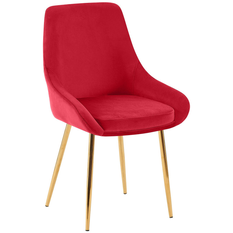 Lot de 2 chaises de salle à manger Elmira en velours doré rouge