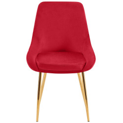 Ensemble de 2 chaises de salle à manger Elmira en velours or et rouge