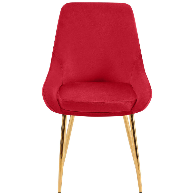 Lot de 2 chaises de salle à manger Elmira en velours doré rouge