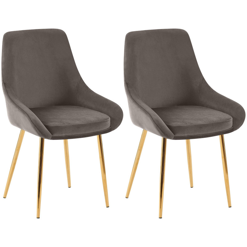Lot de 2 chaises de salle à manger Elmira velours doré anthracite