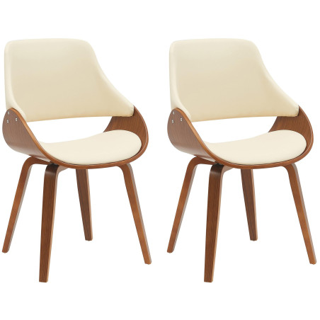 Ensemble de 2 chaises de salle à manger Vangale noyer/crème