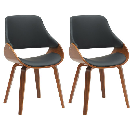 Lot de 2 chaises de salle à manger Vangale, noyer/noir