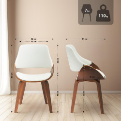 Ensemble de 2 chaises de salle à manger Vangale noyer/blanc