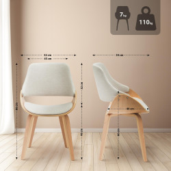 Lot de 2 chaises de salle à manger Vangale en naturel/crème