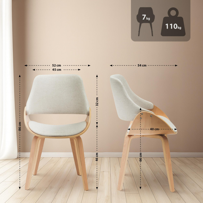 Lot de 2 chaises de salle à manger Vangale en naturel/crème