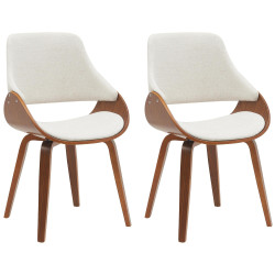 Lot de 2 chaises de salle à manger Vangale en noyer/crème