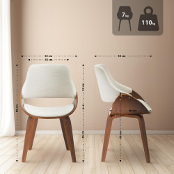 Ensemble de 2 chaises de salle à manger Vangale noyer/crème