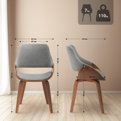 Lot de 2 chaises de salle à manger Vangale en noyer/gris foncé