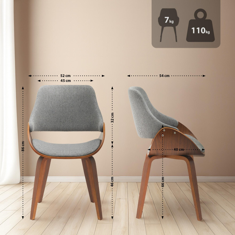 Ensemble de 2 chaises de salle à manger Vangale noyer/gris foncé