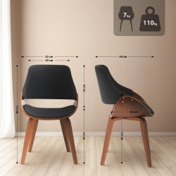 Lot de 2 chaises de salle à manger Vangale, noyer/noir