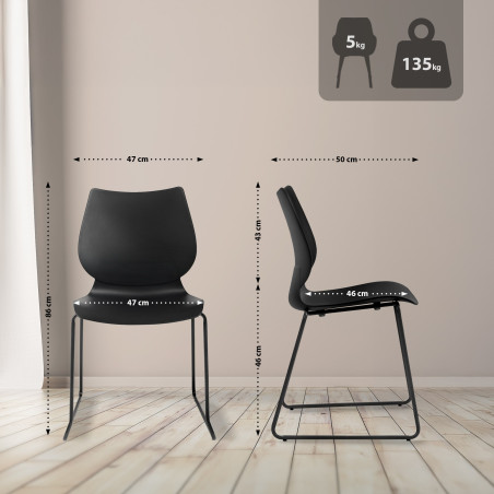 Lot de 2 chaises Houma en noir