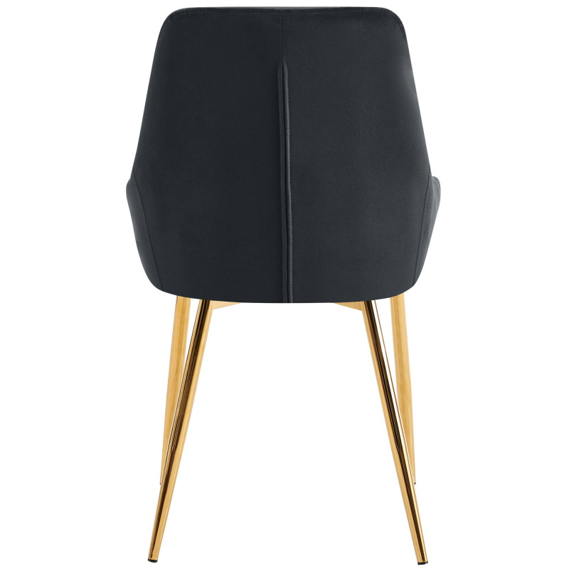 Lot de 2 chaises de salle à manger Elmira en velours doré noir