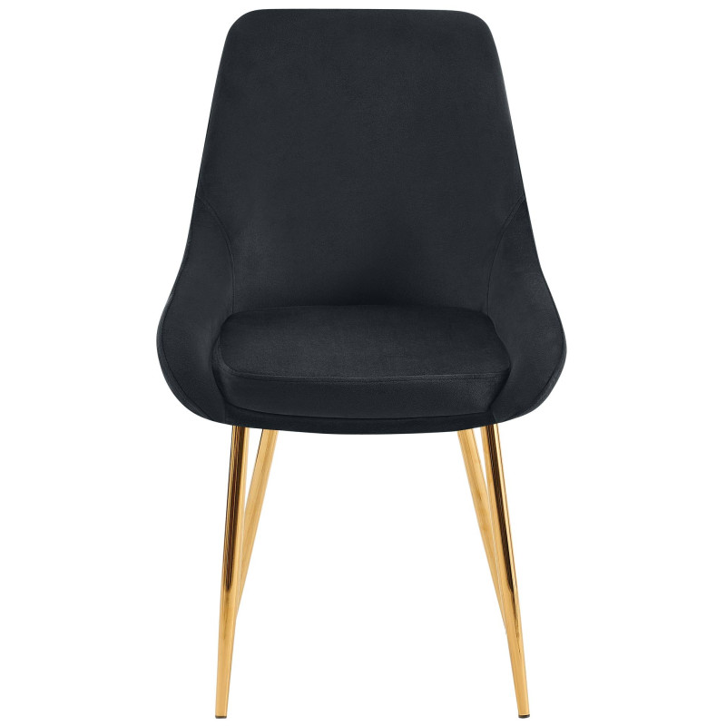Ensemble de 2 chaises de salle à manger Elmira en velours or et noir