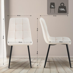 Ensemble de 2 chaises de salle à manger Antibes Cord crème