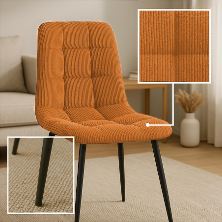 Lot de 2 chaises de salle à manger Antibes Cord orange