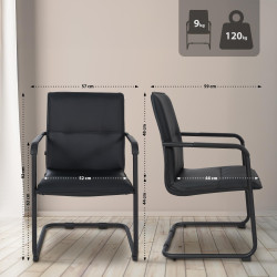 Ensemble de 2 chaises visiteurs Seattle, noir/noir