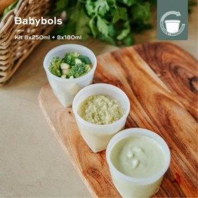 Pots de conservation Babymoov Babybols Biosourcés - Lot de 8x180ml + 8x250ml - Gradués en ml et oz