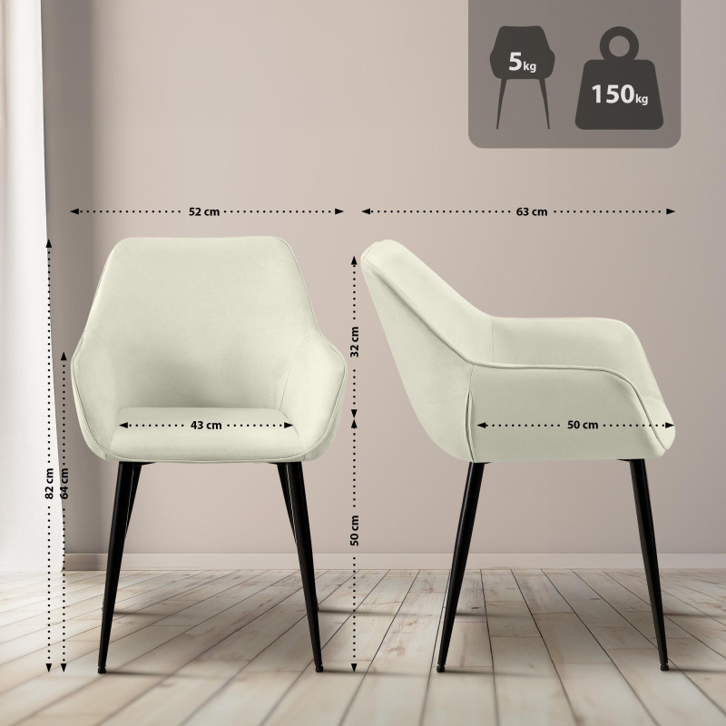 Chaise de salle à manger Luena en tissu crème