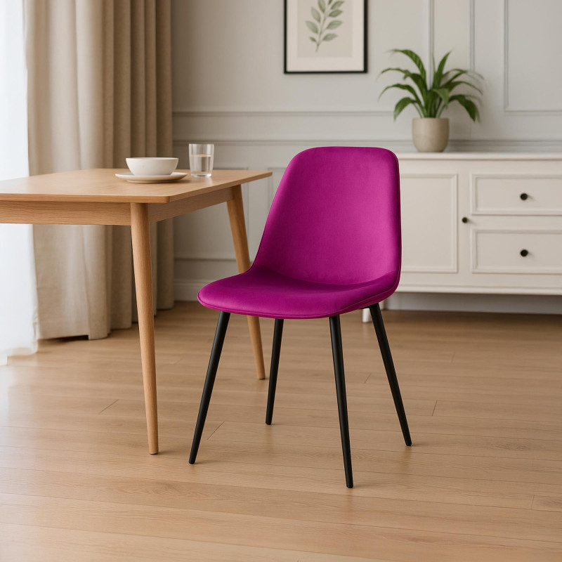 Lot de 4 chaises de salle à manger Maryam en velours violet