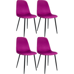 Ensemble de 4 chaises de salle à manger Maryam en velours violet