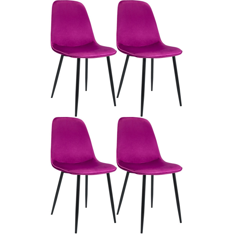 Ensemble de 4 chaises de salle à manger Maryam en velours violet