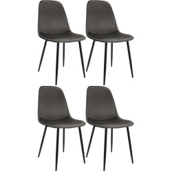 Lot de 4 chaises de salle à manger Maryam velours anthracite