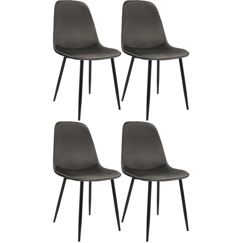 Lot de 4 chaises de salle à manger Maryam velours anthracite