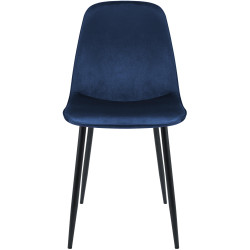 Lot de 4 chaises de salle à manger Maryam en velours bleu foncé
