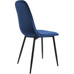 Lot de 4 chaises de salle à manger Maryam en velours bleu foncé
