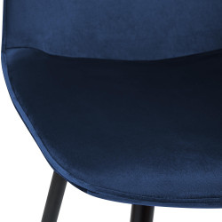 Lot de 4 chaises de salle à manger Maryam en velours bleu foncé