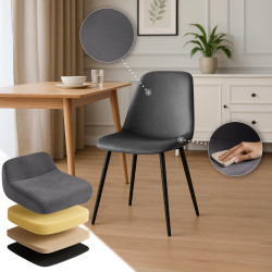 Lot de 4 chaises de salle à manger Maryam en velours gris foncé