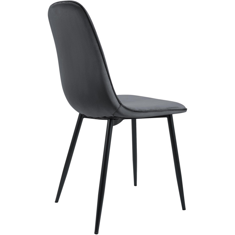 Lot de 4 chaises de salle à manger Maryam en velours gris foncé