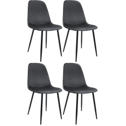 Lot de 4 chaises de salle à manger Maryam en velours gris foncé