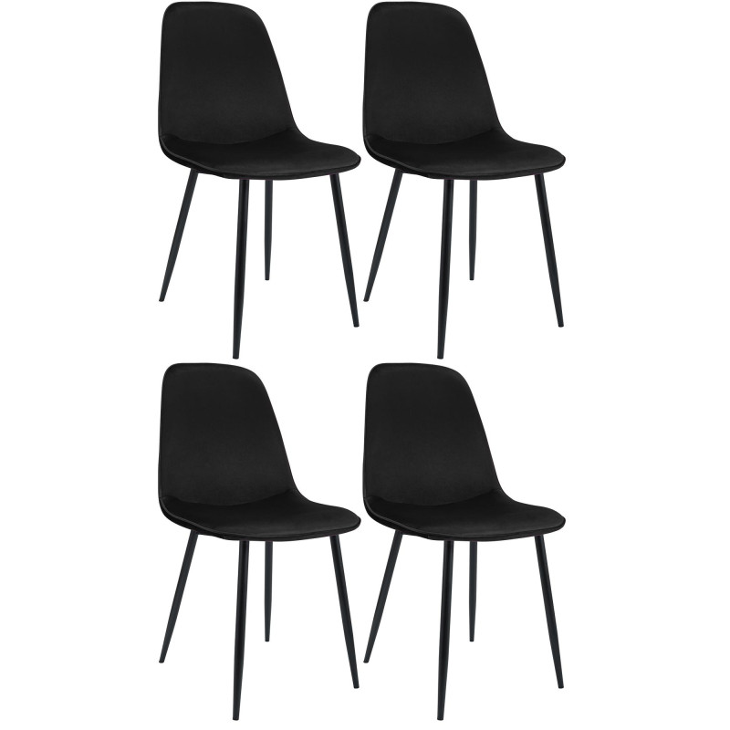 Lot de 4 chaises de salle à manger Maryam en velours noir