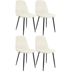 Lot de 4 chaises de salle à manger Maryam velours crème