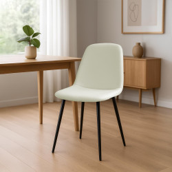 Ensemble de 4 chaises de salle à manger Maryam, tissu crème