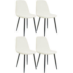 Lot de 4 chaises de salle à manger Maryam tissu crème
