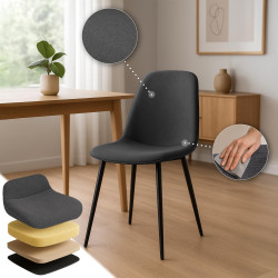 Lot de 4 chaises de salle à manger Maryam en tissu gris foncé