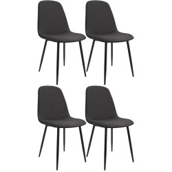 Lot de 4 chaises de salle à manger Maryam en tissu gris foncé