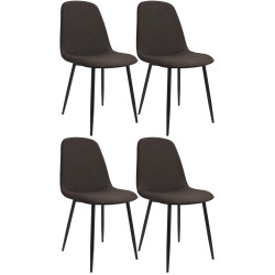 Lot de 4 chaises de salle à manger Maryam en tissu marron
