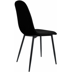 Lot de 4 chaises de salle à manger Maryam en tissu noir