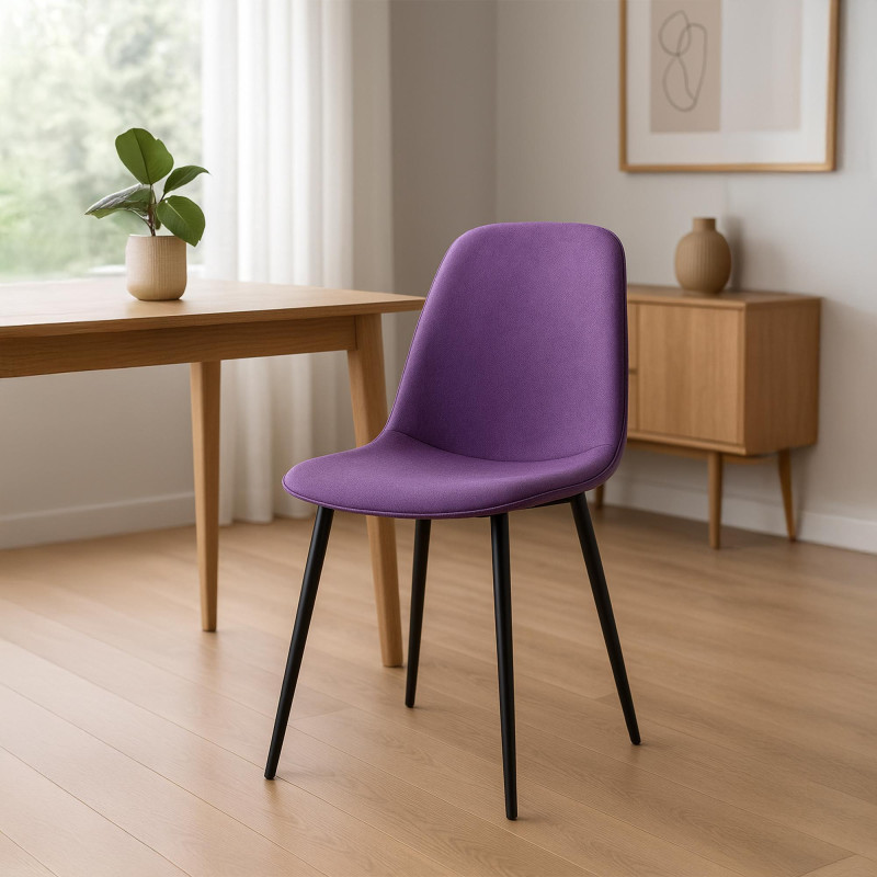 Lot de 4 chaises de salle à manger Maryam en tissu violet